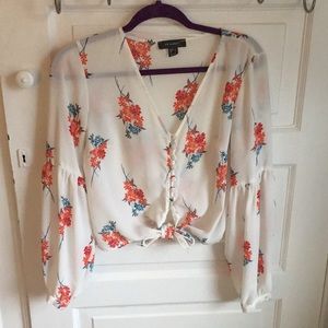 Floral white top